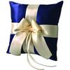 Alex Emotions Ivory Flower Girl Basket and Ring Bearer Pillow Set Wedding Basket and Ring Pillow Set | Handmade Wedding Pillow and Basket, Navy Blue and Ivory, 1 Pillow view 1