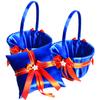 Alex Emotions Ivory Flower Girl Basket and Ring Bearer Pillow Set Wedding Basket and Ring Pillow Set | Handmade Wedding Pillow and Basket, Royal Blue and Orange, 1 Pillow + 2 Baskets view 1