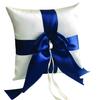 Alex Emotions Ivory Flower Girl Basket and Ring Bearer Pillow Set Wedding Basket and Ring Pillow Set | Handmade Wedding Pillow and Basket, Ivory and Navy Blue, 1 Pillow view 1