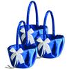 Alex Emotions Ivory Flower Girl Basket and Ring Bearer Pillow Set Wedding Basket and Ring Pillow Set | Handmade Wedding Pillow and Basket, Royal Blue and White, 3 Baskets view 1