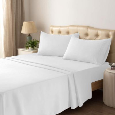 Hotel Collections HC1001WF Soft Microfiber Bed Sheet Set White - Full - 4 Piece