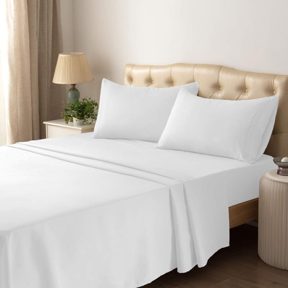 Hotel Collections HC1001WF Soft Microfiber Bed Sheet Set White - Full - 4 Piece