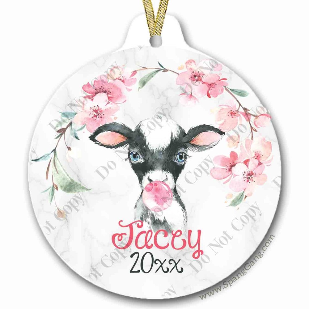Baby Animal Christmas Ornament, Baby Cow Ornament