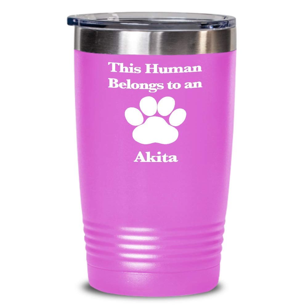 Akita Tumbler Travel Coffee Cup Dog Mom Fur Dad Human Belongs to this Pup