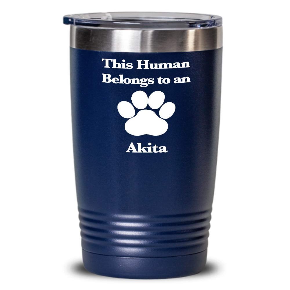 Akita Tumbler Travel Coffee Cup Dog Mom Fur Dad Human Belongs to this Pup