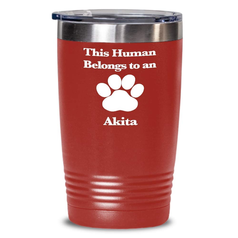 Akita Tumbler Travel Coffee Cup Dog Mom Fur Dad Human Belongs to this Pup