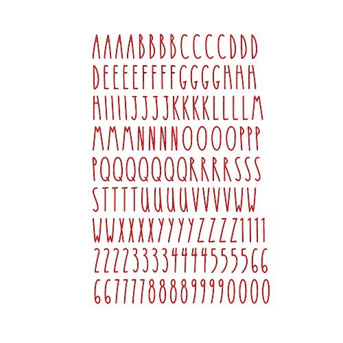 Imagnt Studio Organizing Decal ABC Set  Alphabet Letters & Digits in Skinny Font - DIY Crafts Stickers (Red, Letter Height- 5 inches)