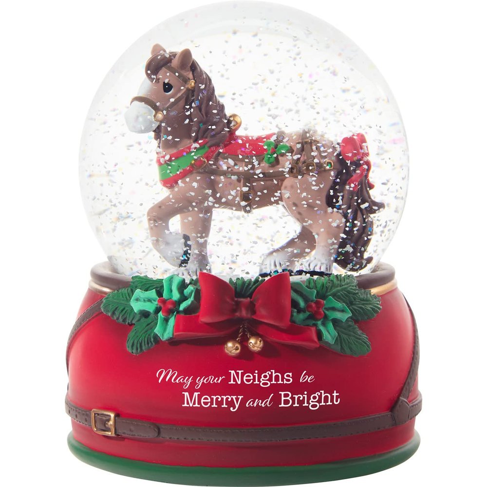 Precious Moments 211103 May Your Neighs Be Merry and Bright Annual Animal Resin/Glass Snow Globe