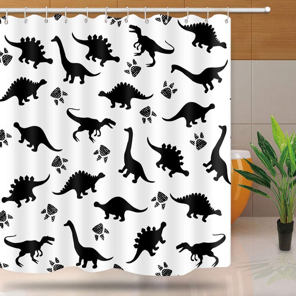 NTETSN Dinosaur Shower Curtain for Kids, Cartoon Dino Paw Pattern Bath Curtain, Unisex Safari Theme Kids Shower Curtain, Durable Washable Upgrade Fabric Polyester Bathroom Decor with Hooks, 72 Inch