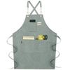 NEWGEM Cotton Canvas Cross Back Apron for Chef Cobbler Men Women with Pockets Kitchen Cooking Baking Woodworking Work Light Grey view 1