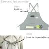 NEWGEM Cotton Canvas Cross Back Apron for Chef Cobbler Men Women with Pockets Kitchen Cooking Baking Woodworking Work Light Grey view 3