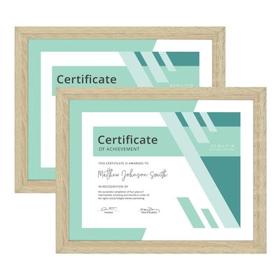 MCS Gallery Essential Document Frame , Natural Woodgrain, 8.5 x 11 in, 2 pk