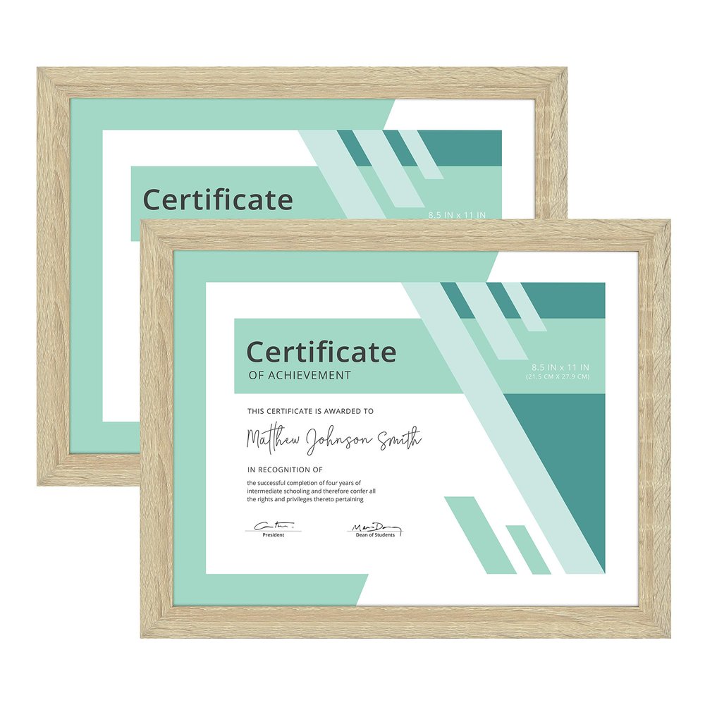 MCS Gallery Essential Document Frame , Natural Woodgrain, 8.5 x 11 in, 2 pk