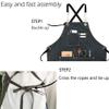 NEWGEM Cotton Canvas Cross Back Apron for Chef Cobbler Men Women with Pockets Kitchen Cooking Baking Woodworking Work Black view 3