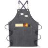 NEWGEM Cotton Canvas Cross Back Apron for Chef Cobbler Men Women with Pockets Kitchen Cooking Baking Woodworking Work Dark Gray view 1