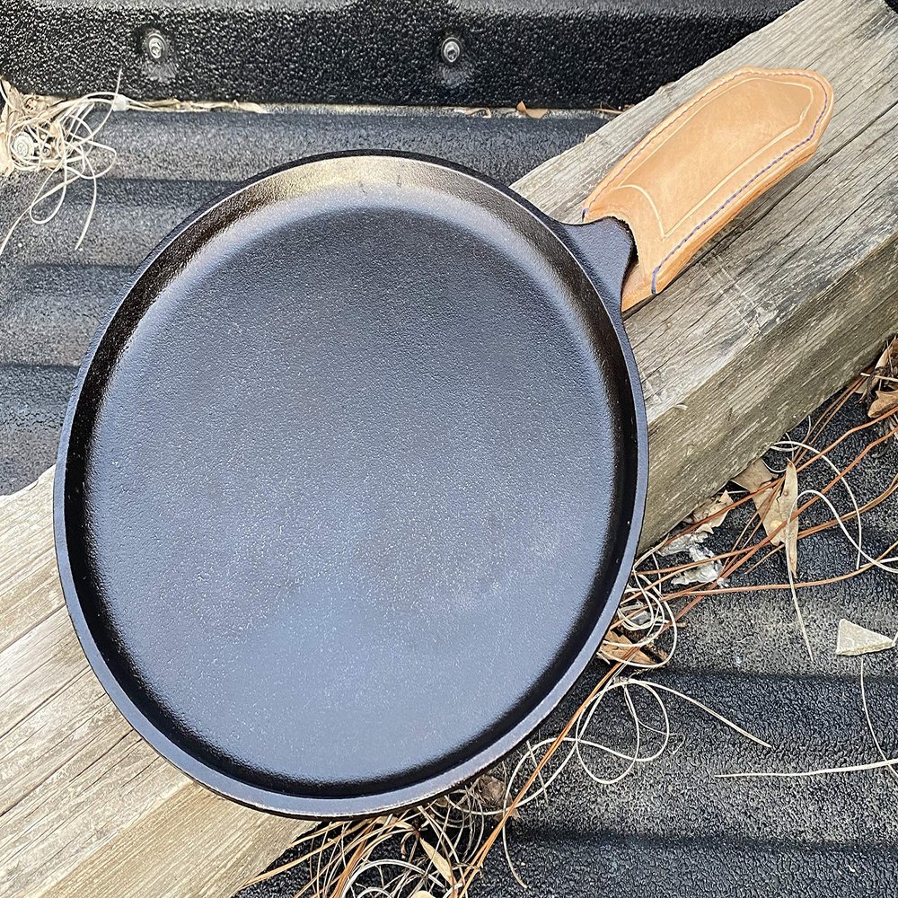 Leather Cast Iron Handle Cover - Handmade in the USA - Veteran-Owned Business