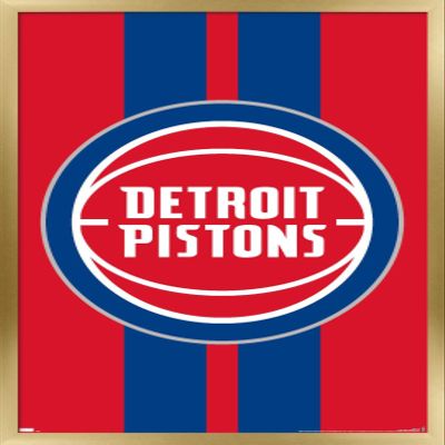 Trends International NBA Detroit Pistons - Logo 20 Wall Poster, 22.4L x 14.7W, Gold Framed Version
