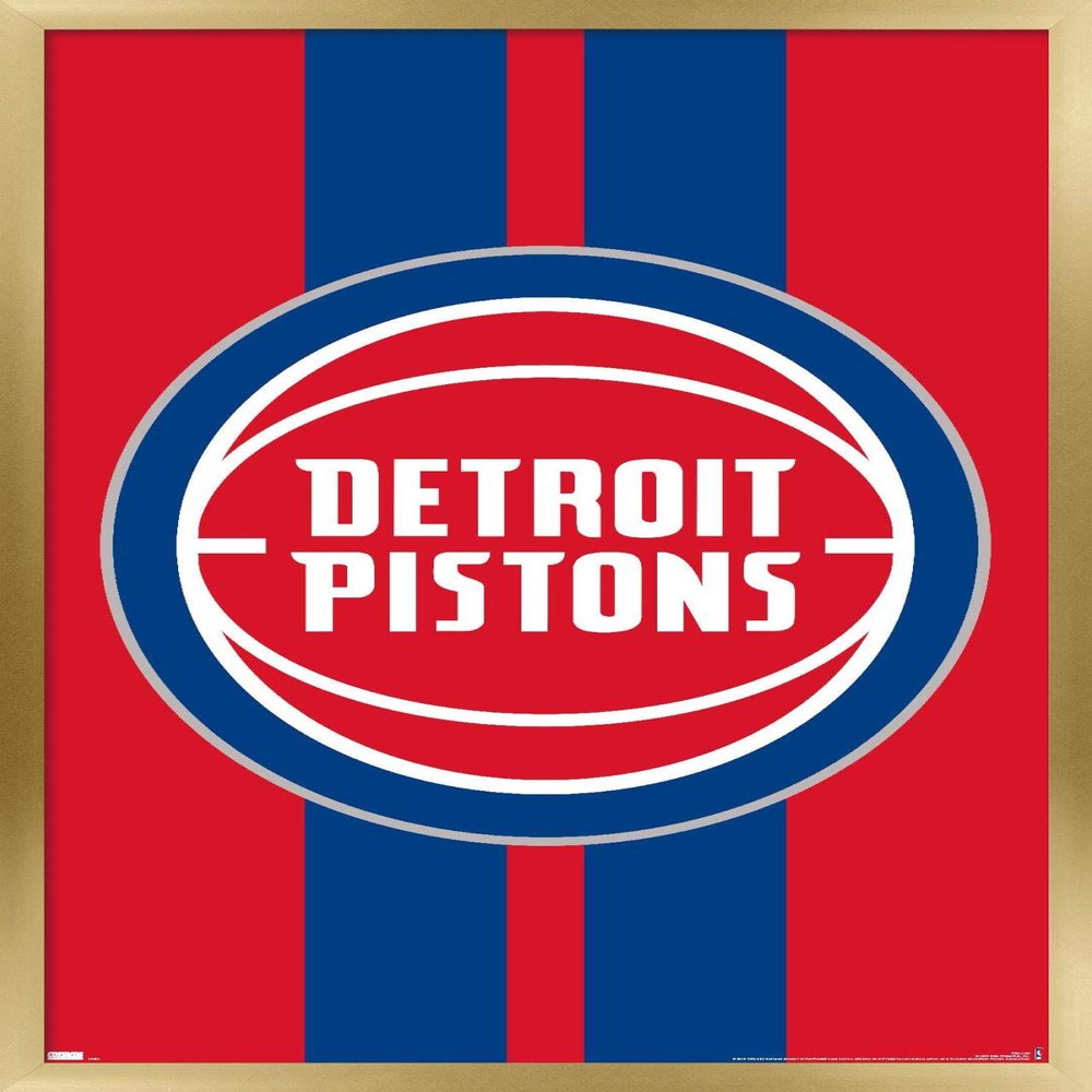 Trends International NBA Detroit Pistons - Logo 20 Wall Poster, 22.4L x 14.7W, Gold Framed Version