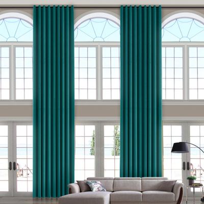 ChadMade 106 Wide x 180 Long Inches Velvet Curtain Grommet Top Extra Long Drape High Ceiling Drapery for Loft Living Room Home Movie Theater Stage Auditorium, Everlade Teal (1 Panel), Leon Collection