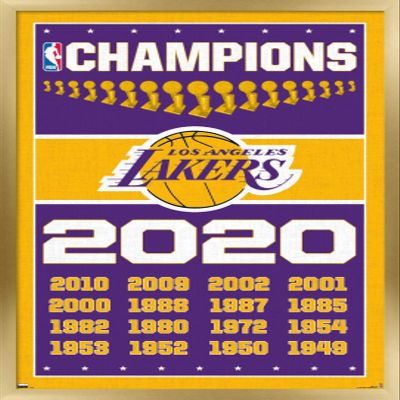 NBA Los Angeles Lakers - Champions 20 Wall Poster, 34L" x 22.4W", Gold Framed Version