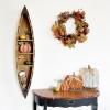 47" H Wood Boat Beach Wall Decor Display Shelf, 3 Tiers Hanging Boat Shelf Ocean Coastal Home Decor, Boat Shaped Storage Shelf Decorative Wall Shelves for Nautical Theme Bathroom Living Room Bedroom view 4