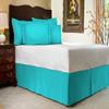 3 PC Premium Bed Skirt 100% Combed Cotton 600 Thread Counts Cal-King Size | Aqua Pleated Dust Ruffle Bed Skirt Collection 16" Drop Length Pleated Styling (Bed Skirt with 2 Pillow Shams) view 1