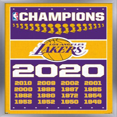NBA Los Angeles Lakers - Champions 20 Wall Poster, 34L" x 22.4W", Silver Framed Version