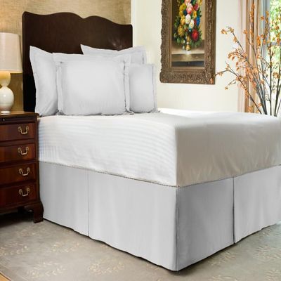 3 PC Premium Bed Skirt 100% Combed Cotton 600 Thread Counts King Size | White Pleated Dust Ruffle Bed Skirt Collection 16" Drop Length Pleated Styling (Bed Skirt with 2 Pillow Shams)