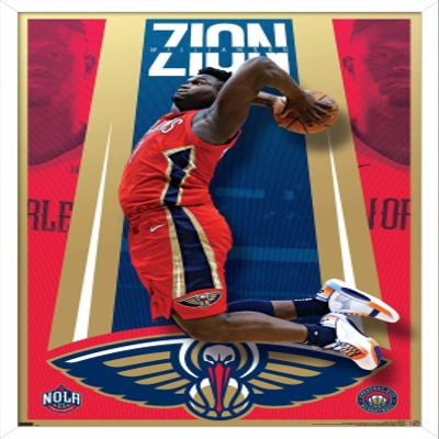 Trends International NBA New Orleans Pelicans - Zion Williamson 20 Wall Poster, 34L x 22.4W, White Framed Version