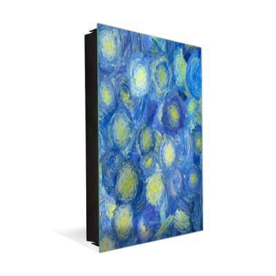 Concept Crystal Key Cabinet Storage Box with Frameless Glass White Board K01 Abstract Van Gogh