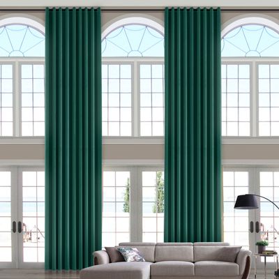 ChadMade 106 Wide x 180 Long Inches Velvet Curtain Grommet Top Extra Long Drape High Ceiling Drapery for Loft Living Room Home Movie Theater Stage Auditorium, Pine Green (1 Panel), Leon Collection