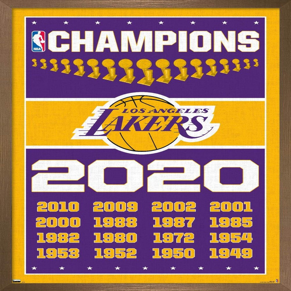 NBA Los Angeles Lakers - Champions 20 Wall Poster, 34L" x 22.4W", Bronze Framed Version