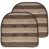 Sweet Home Collection Chair Cushion Memory Foam Pads Tufted Slip Non Skid Rubber Back U-Shaped 17" x 16" Seat Cover, 2 Count (Pack of 1), Bradford Chocolate/Beige view 1