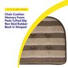 Sweet Home Collection Chair Cushion Memory Foam Pads Tufted Slip Non Skid Rubber Back U-Shaped 17" x 16" Seat Cover, 2 Count (Pack of 1), Bradford Chocolate/Beige view 3