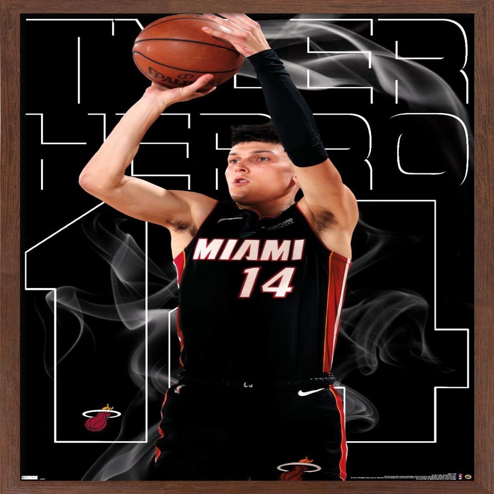 NBA Miami Heat - Tyler Herro 20 Wall Poster, 22.4L" x 14.7W", Mahogany Framed Version