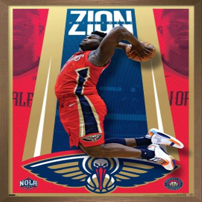 Trends International NBA New Orleans Pelicans - Zion Williamson 20 Wall Poster, 34L x 22.4W, Bronze Framed Version