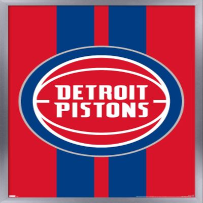 Trends International NBA Detroit Pistons - Logo 20 Wall Poster, 34L x 22.4W, Silver Framed Version