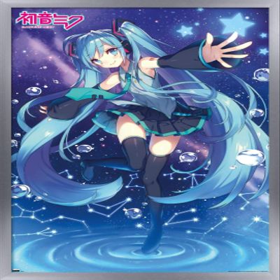 Trends International Hatsune Miku - Stars Wall Poster, 22.4L x 14.7W, Silver Framed Version