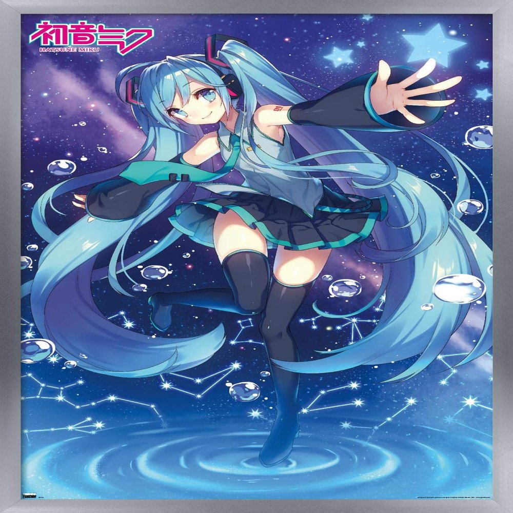 Trends International Hatsune Miku - Stars Wall Poster, 22.4L x 14.7W, Silver Framed Version