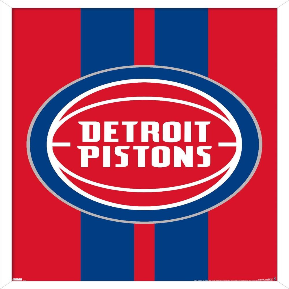 Trends International NBA Detroit Pistons - Logo 20 Wall Poster, 34L x 22.4W, White Framed Version