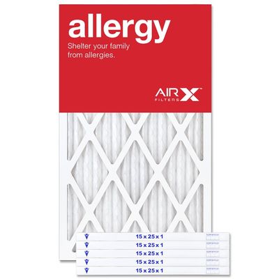 AIRx Filters 15x25x1 Air Filter MERV 11 Pleated HVAC AC Furnace Air Filter, Allergy 6-Pack, Made in the USA