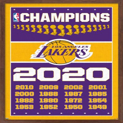 NBA Los Angeles Lakers - Champions 20 Wall Poster, 34L" x 22.4W", Mahogany Framed Version