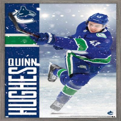 NHL Vancouver Canucks - Quinn Hughes 20 Wall Poster, 22.4L x 14.7W, Barnwood Framed Version