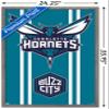Trends International NBA Charlotte Hornets - Logo 20 Wall Poster, 34L x 22.4W, Barnwood Framed Version view 3