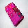 Beautiful Handmade Vintage Silk Sari Jari Patchwork Khambhadiya Kantha Quilt Reversible Bed Cover/Throw Blanket - Twin/Queen/King (Pink, 108X108 inches) view 2