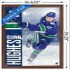 NHL Vancouver Canucks - Quinn Hughes 20 Wall Poster, 22.4L x 14.7W, Mahogany Framed Version view 3