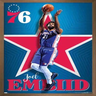 NBA Philadelphia 76ers - Joel Embiid 20 Wall Poster, 22.4L" x 14.7W", Bronze Framed Version