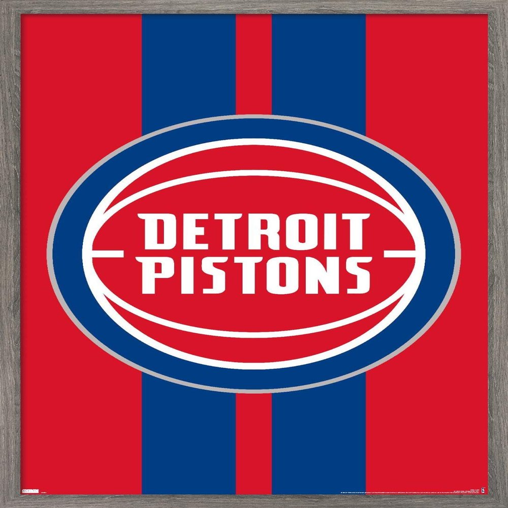 Trends International NBA Detroit Pistons - Logo 20 Wall Poster, 22.4L x 14.7W, Barnwood Framed Version