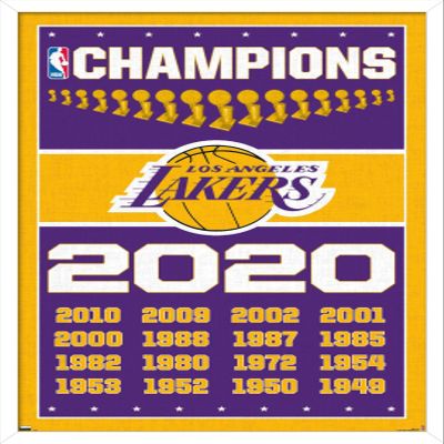 NBA Los Angeles Lakers - Champions 20 Wall Poster, 34L" x 22.4W", White Framed Version