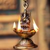 Indian Shelf Handmade Ganesha Thick Chain Brass Oil Lamp for Inaugration Traditional Festival Hanging Deepak Pital God Idol Deep (Size: 10.2cm) BOL-361 view 2